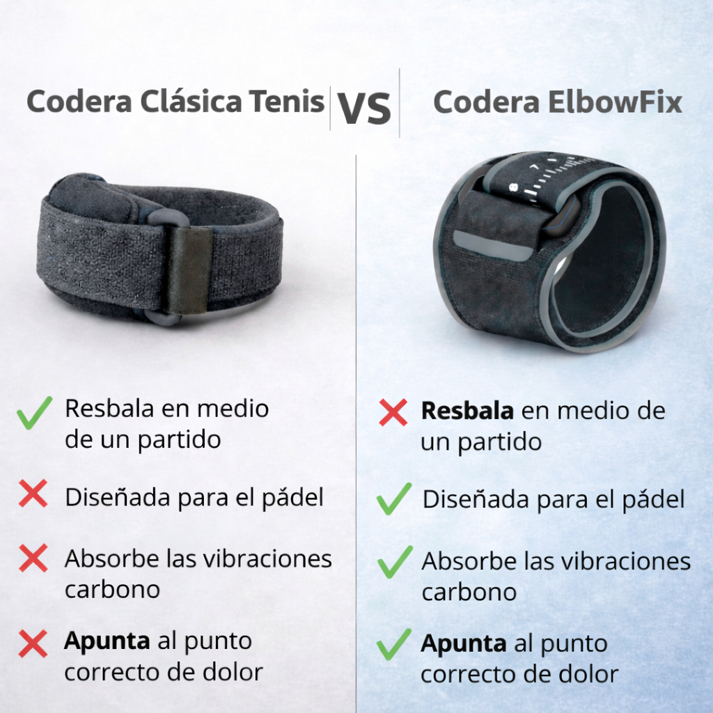 ElbowFix™ — Codera diseñada para el pádel